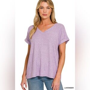 🆕 Zenana SOFT MELANGE HACCI V-NECK TEE